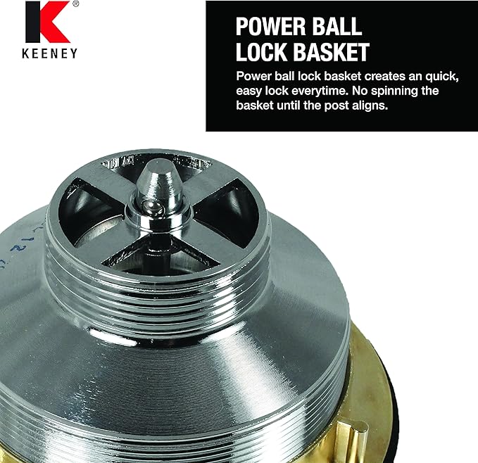 KEENEY K1439WH Deep Thread Cast Brass Kitchen Sink Strainer, 3.5-Inch Opening, White