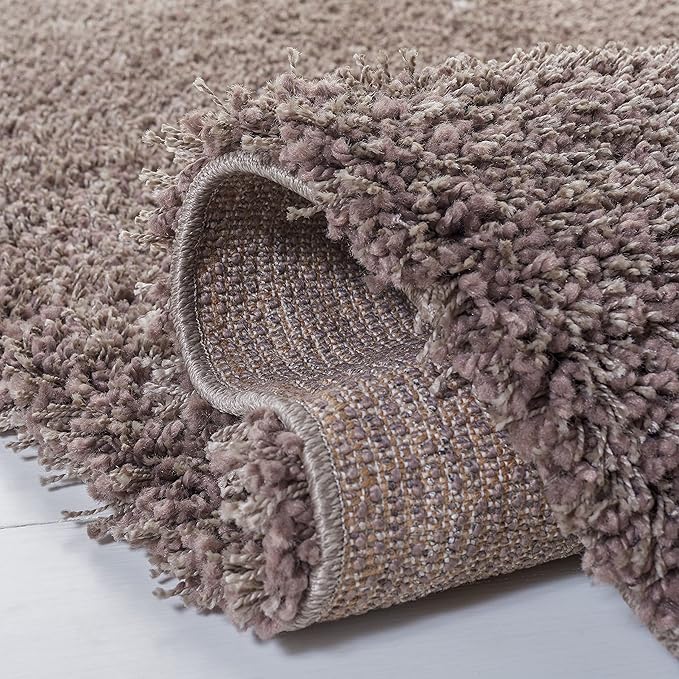 SAFAVIEH Santa Monica Shag Collection 5'3" x 7'6" Taupe SGN725 Solid Non-Shedding Living Room Bedroom Dining Room Entryway Plush 2-inch Thick Area Rug