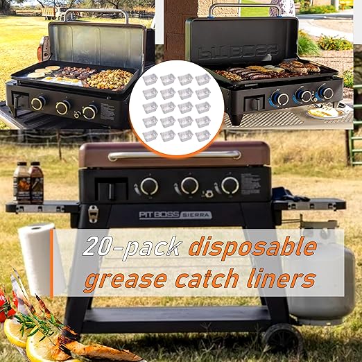 20-pack Grease Cup Liners for Pit Boss 2, 3, 4-Burner Ultimate Lift-Off Griddles,for Razor Griddle 4 Burner Griddle Big Grease Trap Liners