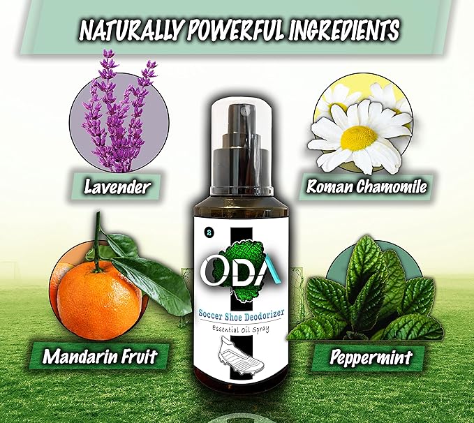 ODA Natural Cleat Deodorizer Spray - Shoe & Foot Odor Eliminator - Sports Shoe Deodorizer Spray - Essential Oil Odor Fighter - Natural Foot Odor Control - ODA