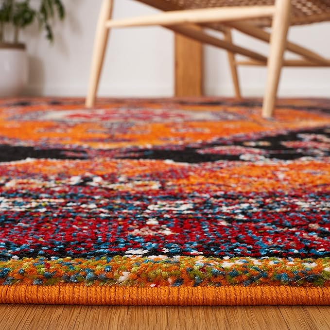SAFAVIEH Vintage Hamadan Collection Area Rug - 5'3" x 7'6", Orange & Black, Traditional Oriental Design, Non-Shedding & Easy Care, Ideal for High Traffic Areas in Living Room, Bedroom (VTH204P)
