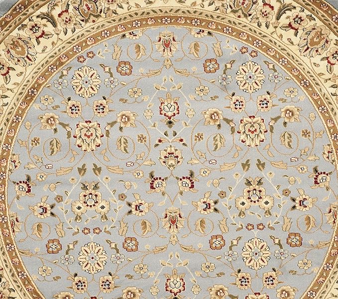 SAFAVIEH Lyndhurst Collection Area Rug - 6' Round, Light Blue & Ivory, Traditional Oriental Design, Non-Shedding & Easy Care, Ideal for High Traffic Areas in Living Room, Bedroom (LNH312B)