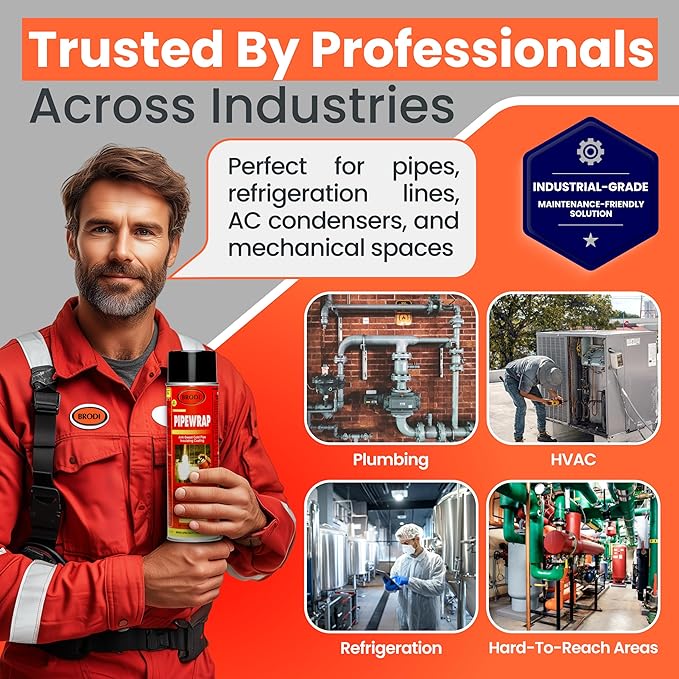 PipeWrap Pipe Insulation Spray Foam for Hard-to-Reach Areas, Fittings & Valves, Anti-Sweat Pipe Coating Spray, Stops Condensation Buildup & Prevents Dripping (Pack of 3)