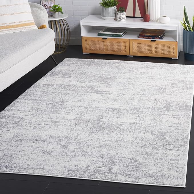SAFAVIEH Amelia Collection Area Rug - 9' x 12', Ivory & Light Grey, Modern Abstract Design, Non-Shedding & Easy Care, Ideal for The Living Room, Dining, Bedroom (ALA700F)