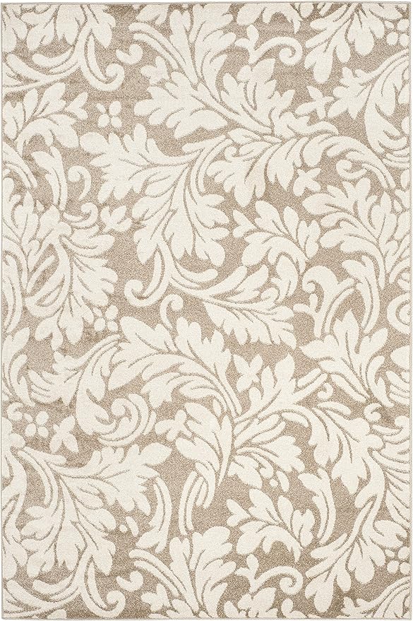 SAFAVIEH Amherst Collection Area Rug - 6' x 9', Wheat & Beige, Floral Design, Non-Shedding & Easy Care, Ideal for High Traffic Areas in Living Room, Bedroom (AMT425S)