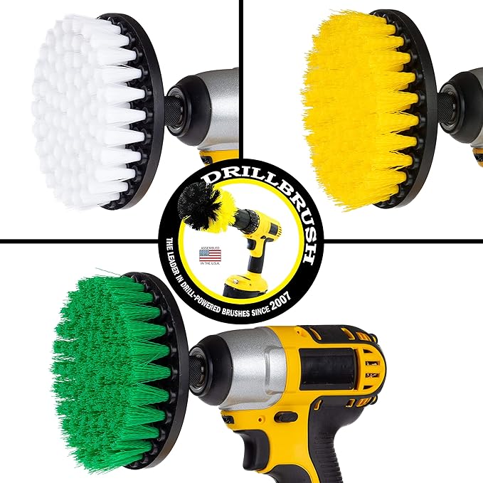 House Cleaning - Kitchen Tools - Shower Cleaner - Bathroom Accessories - Drill Brush - All Purpose Spin Brush Cleaning Kit - Stove-top, Oven Rack, Sink, Tile and Grout - Shower Door - Glass Cleaner