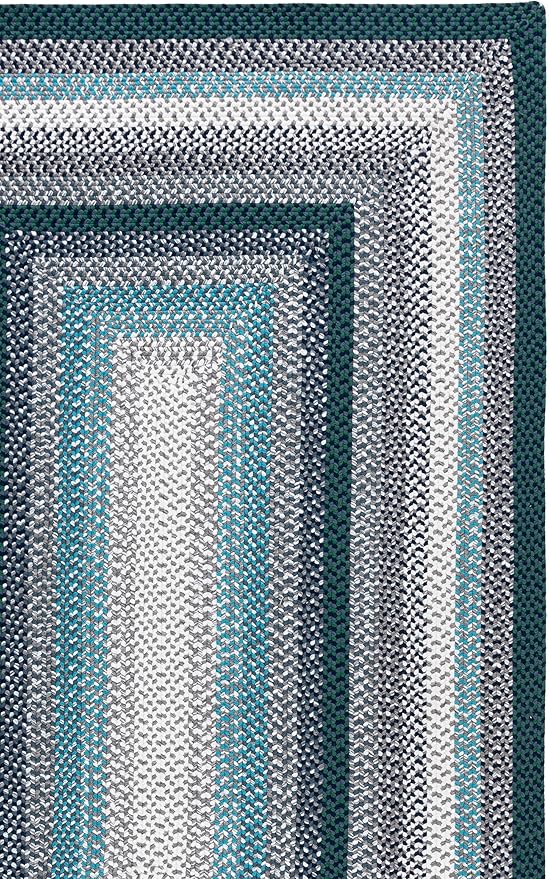 SAFAVIEH Washable Rug Outdoor Braided Collection - 5' x 8', Teal & Multi, Handmade & Reversible, Non-Shedding & Easy to Clean, Ideal for Patio, Backyard, Mudroom (BRD308J)