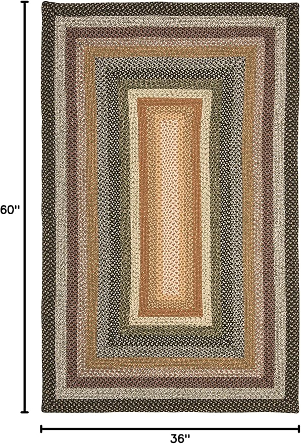 SAFAVIEH Washable Rug Outdoor Braided Collection - 3' x 5', Multi, Handmade & Reversible, Non-Shedding & Easy to Clean, Ideal for Patio, Backyard, Mudroom (BRD308A)