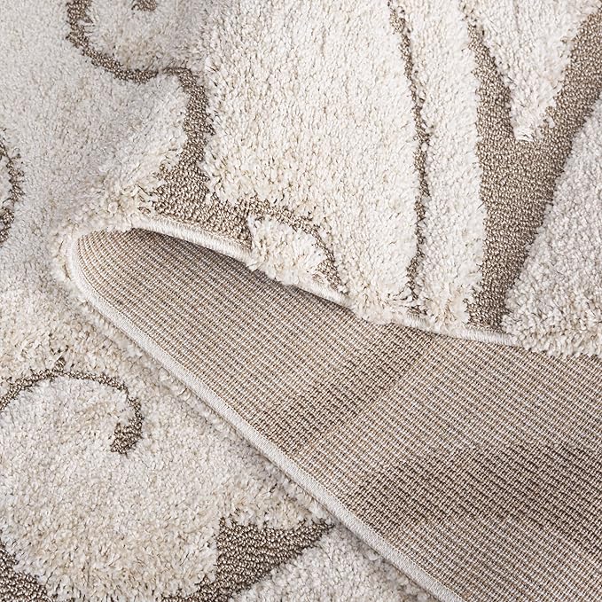 SAFAVIEH Florida Shag Collection Runner Rug - 2'3" x 11', Cream & Beige, Scroll Design, Non-Shedding & Easy to Clean, High-Low Plush Pile, Ideal for Bedroom, Foyer, Hallway (SG455-1113)