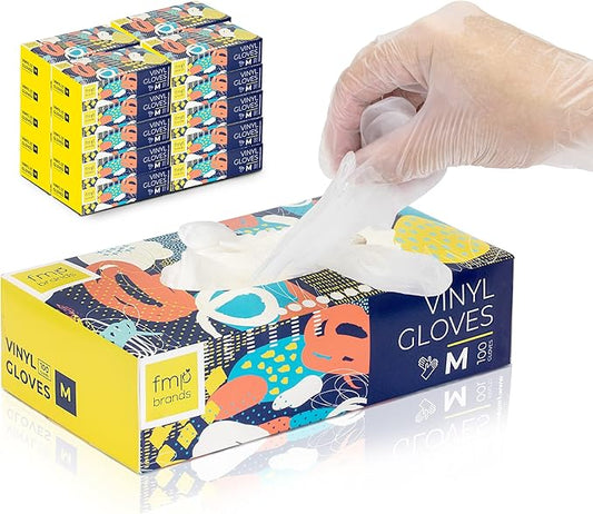 Fit Meal Prep 2000 Pack Disposable Latex Free Medium Vinyl Food Prep Gloves - Powder Free, Ideal for Kitchen, Bathroom, Household, Gardening