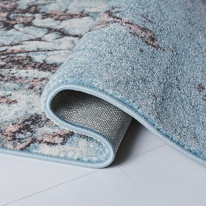 SAFAVIEH Glacier Collection Runner Rug - 2'3" x 8', Blue & Pink, Modern Abstract Design, Non-Shedding & Easy Care, Ideal for High Traffic Areas in Living Room, Bedroom (GLA125L)