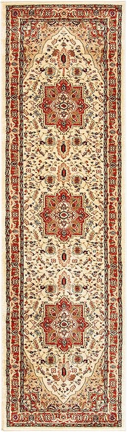 SAFAVIEH Lyndhurst Collection Runner Rug - 2'3" x 16', Ivory & Rust, Traditional Oriental Design, Non-Shedding & Easy Care, Ideal for High Traffic Areas in Living Room, Bedroom (LNH330R)
