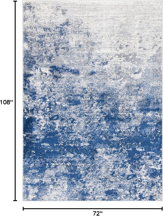 SAFAVIEH Brentwood Collection 6' x 9' Grey / Navy BNT822G Modern Abstract Non-Shedding Living Room Bedroom Dining Home Office Area Rug