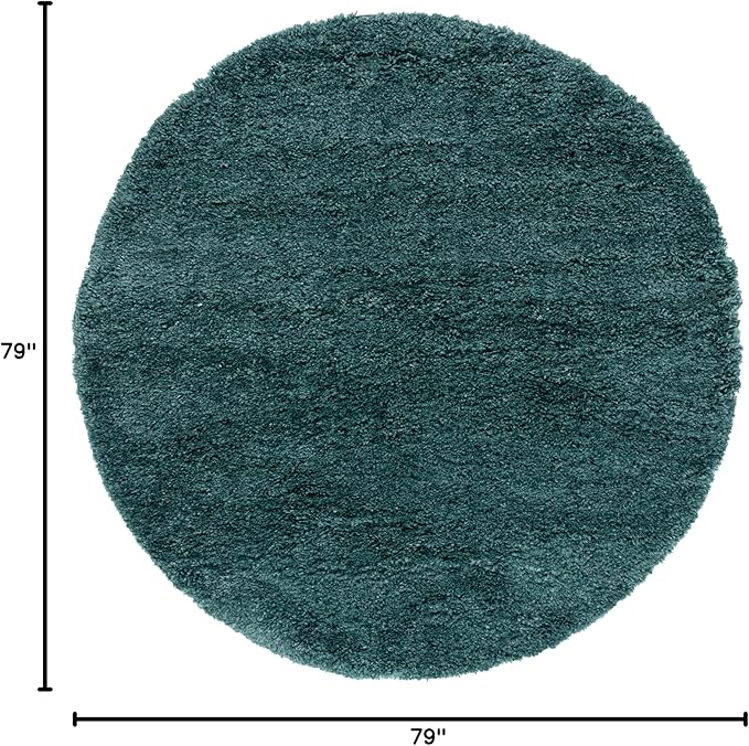 SAFAVIEH Fontana Shag 800 Collection Round Rug - 6'7" Round, Dark Green, Shag & Flokati Design, Ideal for High Traffic Areas in Living Room, Bedroom & Dining Room (FNT800Y-7R)