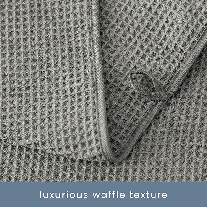 S&T INC. Aura Towel Set, 6 Piece Set, Premium Waffle Weave, Bath Towels, Wash Cloths and Hand Towels for Bathroom, Kitchen, and Home, Absorbent and Fast Drying Microfiber, 420gsm, 6 Pack, Grey