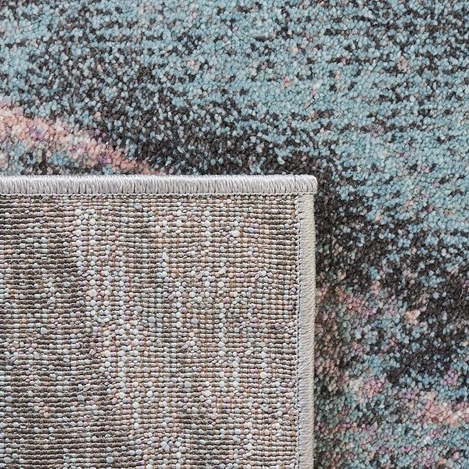 SAFAVIEH Glacier Collection Area Rug - 3' Round, Pink & Blue, Modern Abstract Design, Non-Shedding & Easy Care, Ideal for High Traffic Areas in Living Room, Bedroom (GLA126U)