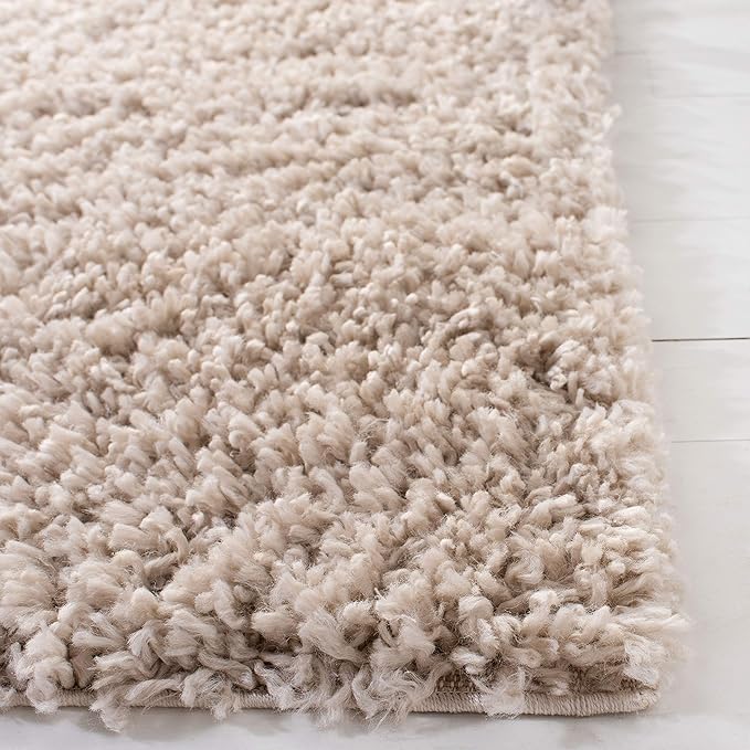 SAFAVIEH August Shag Collection Accent Rug - 4' x 6', Beige, Solid Design, Non-Shedding & Easy Care, 1.5-inch Thick Ideal for High Traffic Areas in Entryway, Living Room, Bedroom (AUG200D)
