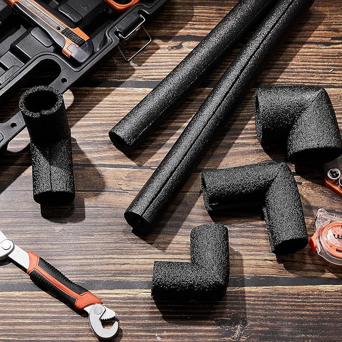24 Pack Elbow Pipe Insulation Foam Tube Outdoor Wrap Black Pipe Covers Elbow Insulation Tubing Water Foam Covers for Outdoor Winter Irrigation, Sprinkler (3/4 Inch)