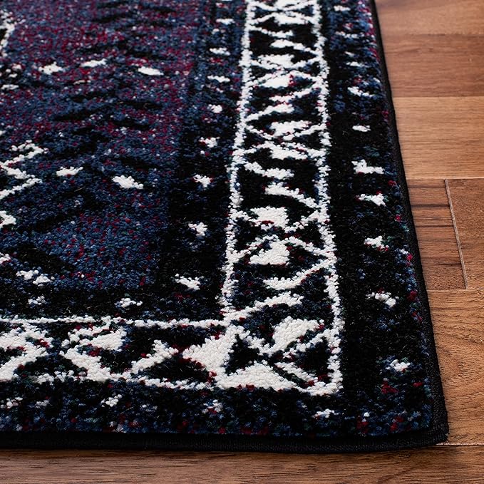 SAFAVIEH Vintage Hamadan Collection Runner Rug - 2'3" x 8', Purple & Black, Oriental Distressed Design, Non-Shedding & Easy Care, Ideal for High Traffic Areas in Living Room, Bedroom (VTH293V)