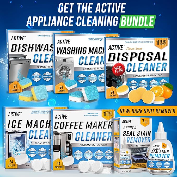 ACTIVE Messy Kids Stain Remover and Washing Machine Cleaner - Includes 12oz Kid Stain Removal Spray and 24ct Washing Machine Cleaner Tablets