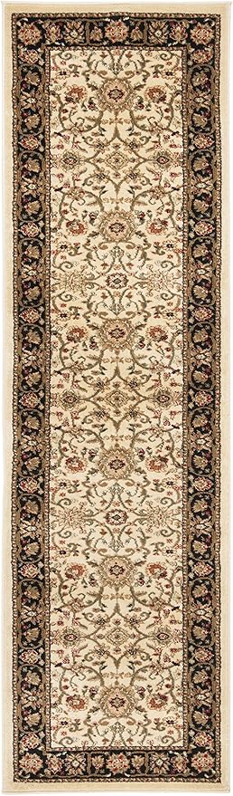 SAFAVIEH Lyndhurst Collection Runner Rug - 2'3" x 12', Ivory & Black, Traditional Oriental Design, Non-Shedding & Easy Care, Ideal for High Traffic Areas in Living Room, Bedroom (LNH212B)