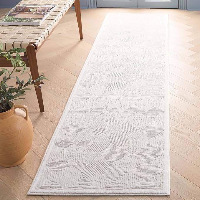SAFAVIEH Prestige Collection Runner Rug - 2' x 7', Ivory & Beige, Non-Shedding & Easy Care, Ideal for High Traffic Areas in Living Room, Bedroom, Dining (PTE120A-27)