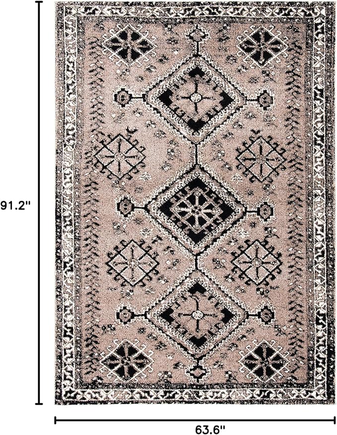 SAFAVIEH Vintage Hamadan Collection Area Rug - 5'3" x 7'6", Brown & Black, Oriental Distressed Design, Non-Shedding & Easy Care, Ideal for High Traffic Areas in Living Room, Bedroom (VTH293T)