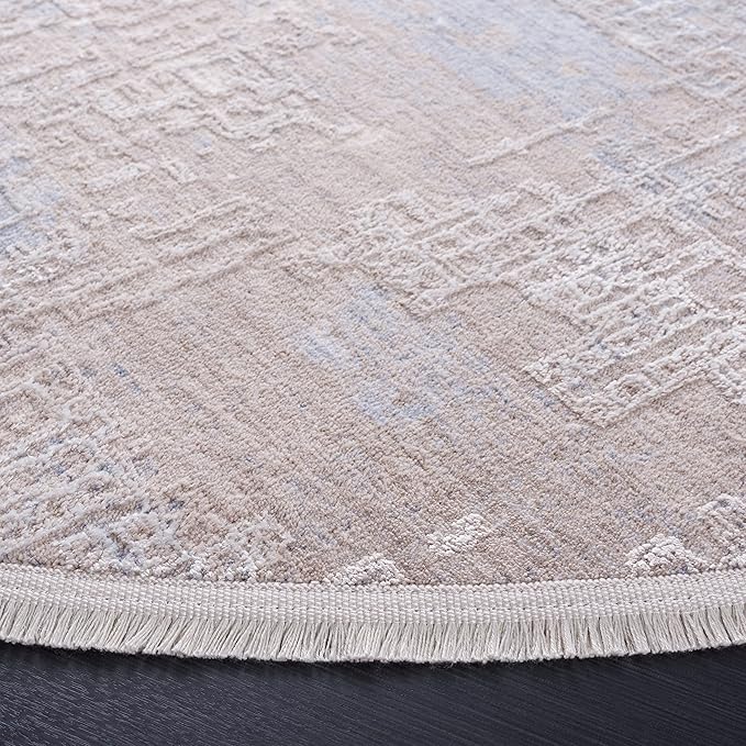 SAFAVIEH Marmara Collection Area Rug - 6'7" Round, Grey & Beige Blue, Modern Design, Non-Shedding & Easy Care, Ideal for High Traffic Areas in Living Room, Bedroom (MRM314F)