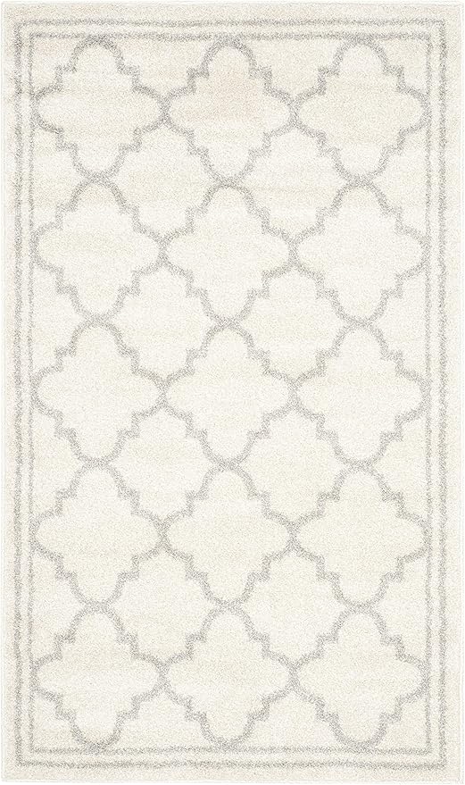 SAFAVIEH Amherst Collection Accent Rug - 3' x 5', Beige & Light Grey, Moroccan Trellis Design, Non-Shedding & Easy Care, Ideal for High Traffic Areas in Entryway, Living Room, Bedroom (AMT422E)