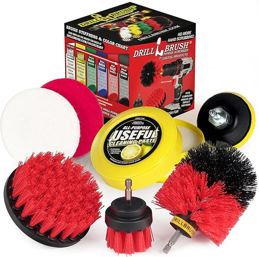 Heavy Duty Nylon Bristle Brush Cleaning Supplies with All Purpose Cleaner Paste, Lemon Lime Scented - Ideal for Deck, Patio, Home Siding, Outdoor Tile, Garage, Stainless Steel - Masonry Scrub Brush