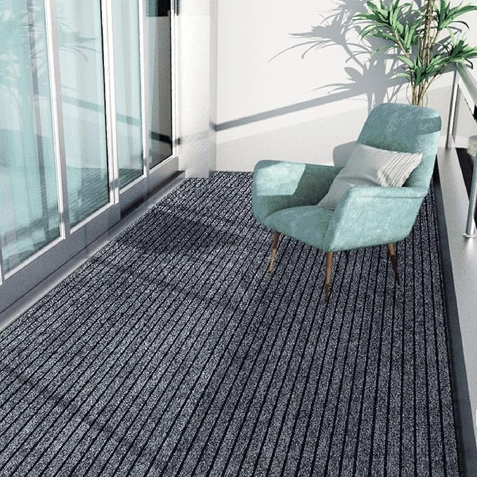 3' x 10' Moisture Guard Doormat, Commercial Grade Door Floor Entrance Mat, Large Outdoor Mat with Rubber Backing, Low Profile Commercial Rugs for Entryway, Easy to Clean(Charcoal Grey)