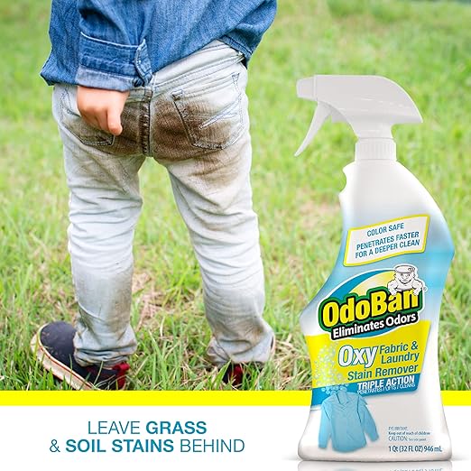 OdoBan Ready-to-Use Oxy Fabric and Laundry Stain Remover, Triple Action Stain Eliminator, 6-Pack, 32 Ounce Spray Each