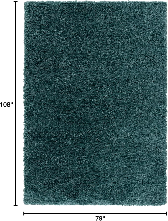 SAFAVIEH Fontana Shag 800 Collection Area Rug - 6'7" x 9', Dark Green, Shag & Flokati Design, Ideal for High Traffic Areas in Living Room, Bedroom & Dining Room (FNT800Y-6)