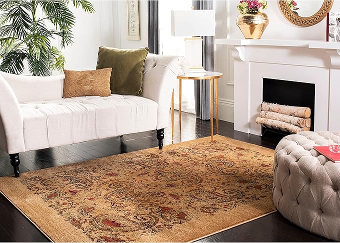 SAFAVIEH Lyndhurst Collection X-Large Area Rug - 11' x 15', Beige & Multi, Traditional Paisley Design, Non-Shedding & Easy Care, Ideal for High Traffic Areas in Living Room, Bedroom (LNH224A)