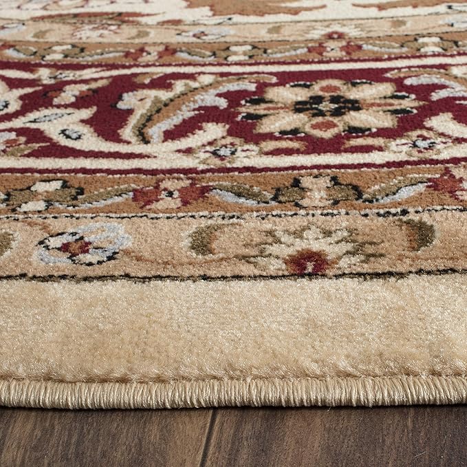 SAFAVIEH Lyndhurst Collection 8' Round Ivory/Red LNH330A Traditional Oriental Non-Shedding Dining Room Entryway Foyer Living Room Bedroom Area Rug