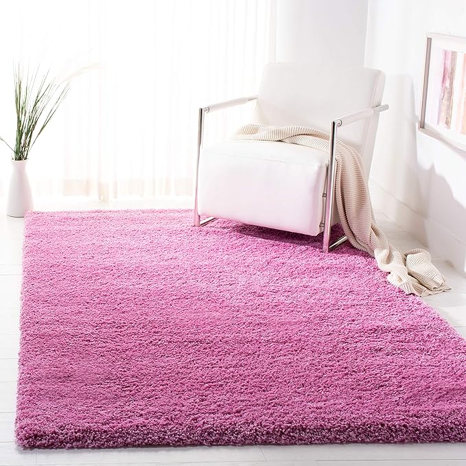 SAFAVIEH Santa Monica Shag Collection 3' x 5' Pink SGN725 Solid Non-Shedding Living Room Bedroom Dining Room Entryway Plush 2-inch Thick Area Rug