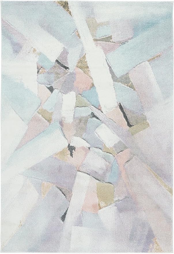 SAFAVIEH Porcello Collection Area Rug - 5'3" x 7'6", Blue & Pink, Modern Abstract Pattern, Non-Shedding & Easy Care, Ideal for Living Room, Foyer, Bedroom (PRL6937J-5)