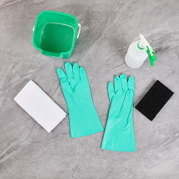 Restaurantware-Clean Tek Professional 15 Mil Medium Cleaning Gloves, 1 Pair Of Long Cuff Gloves - Flock Lining, No-Powder, Green Nitrile Chemical Tolerant Gloves, No-Latex, Heavy-Duty Tasks