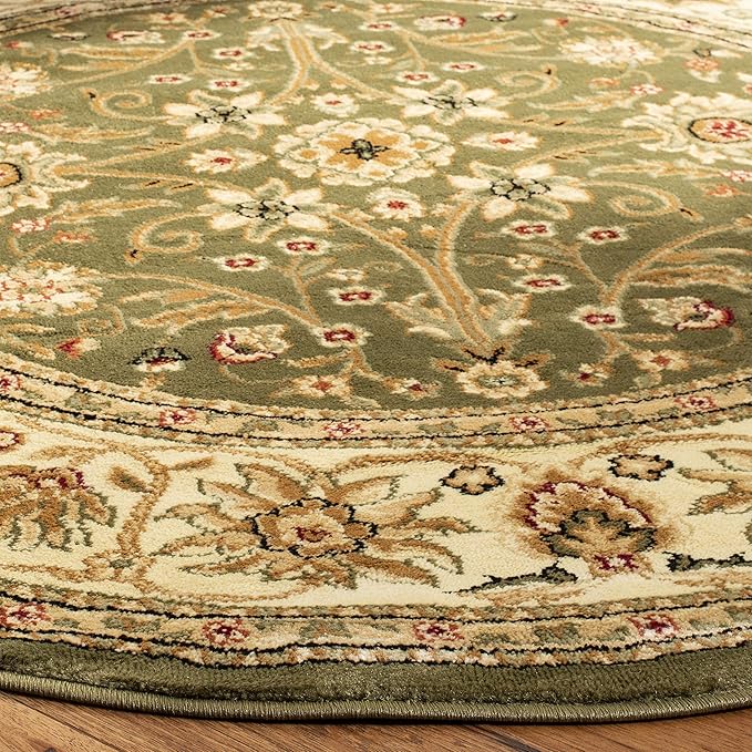 SAFAVIEH Lyndhurst Collection 10' Round Sage/Ivory LNH212C Traditional Oriental Non-Shedding Living Room Bedroom Area Rug