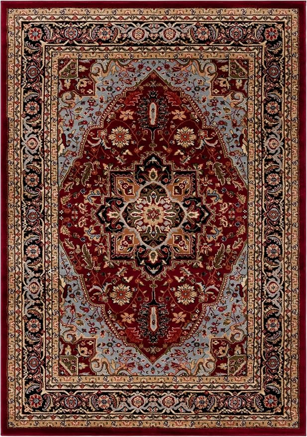 SAFAVIEH Lyndhurst Collection Area Rug - 5'3" x 7'6", Red & Black, Traditional Oriental Design, Non-Shedding & Easy Care, Ideal for High Traffic Areas in Living Room, Bedroom (LNH330B)