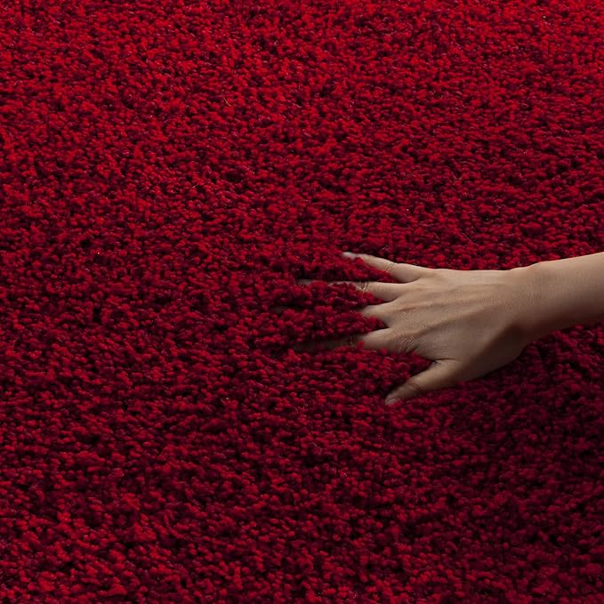 SAFAVIEH Santa Monica Shag Collection 5'3" x 7'6" Red SGN725 Solid Non-Shedding Living Room Bedroom Dining Room Entryway Plush 2-inch Thick Area Rug