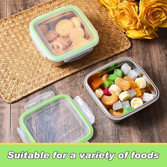 2 Pack Stainless Steel Sandwich Containers with Lids 25. 4 oz Metal Food Container for Lunch Boxes with Airtight Silicone Seal for Sandwiches and Snacks