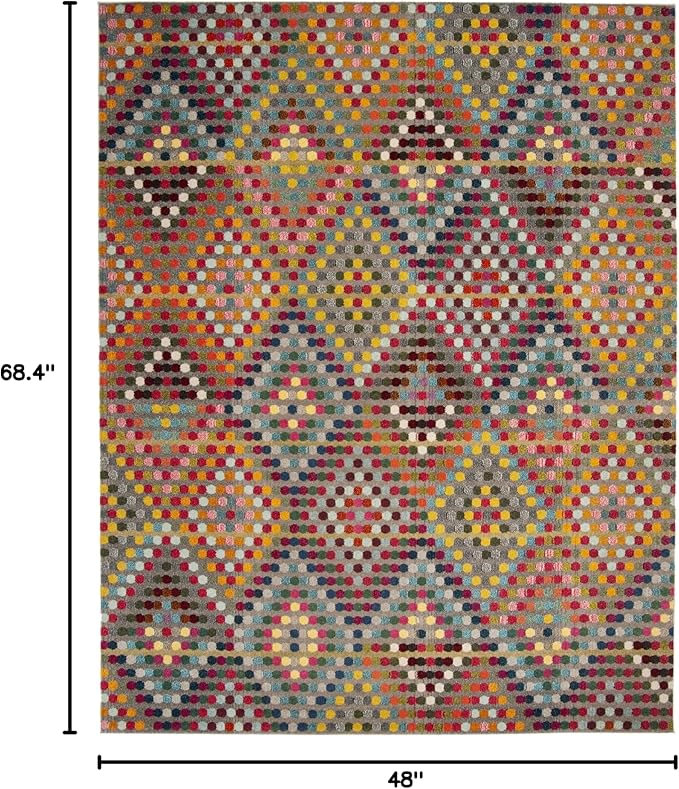 SAFAVIEH Monaco Collection Accent Rug - 4' x 5'7", Multi & Beige, Boho Diamond Design, Non-Shedding & Easy Care, Ideal for High Traffic Areas in Entryway, Living Room, Bedroom (MNC204F)
