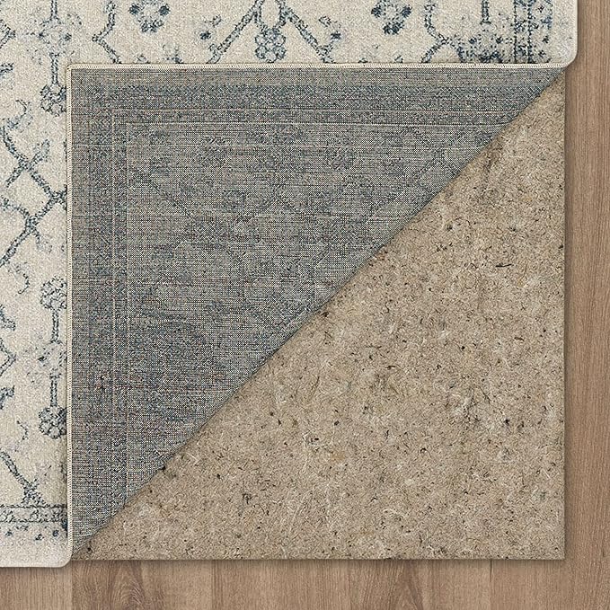 Mohawk Home Garrett Floral Ornamental Denim Blue 2' x 8' Area Rug Perfect for Living Room, Dining Room, Office