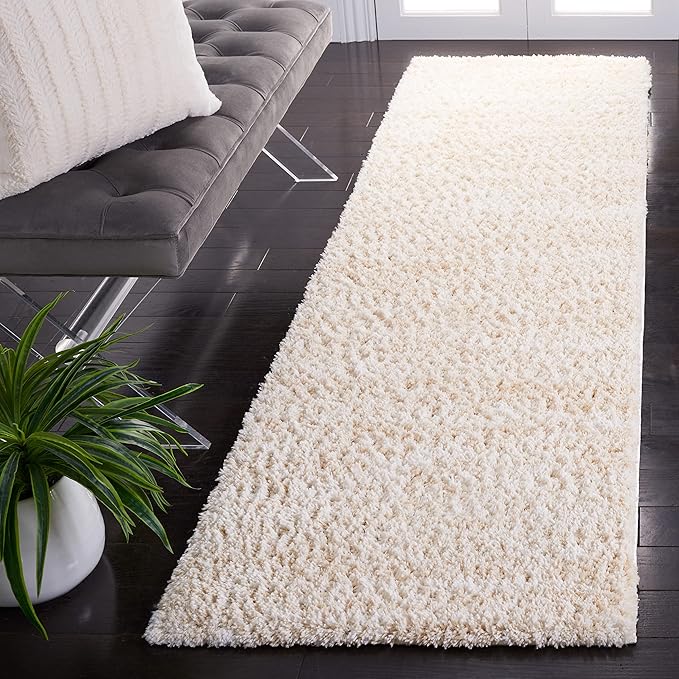 SAFAVIEH Berber Shag Collection Runner Rug - 2' x 6', Ivory & Beige, Modern Design, Non-Shedding & Easy Care, 1.2-inch Thick, Ideal for The Living Room, Bedroom, Dining Room (BER563A-26)