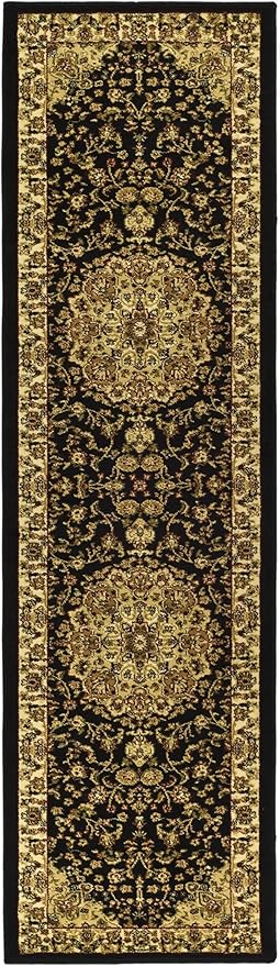SAFAVIEH Lyndhurst Collection Runner Rug - 2'3" x 8', Black & Ivory, Traditional Oriental Medallion Design, Non-Shedding & Easy Care, Ideal for High Traffic Areas in Living Room, Bedroom (LNH222A)