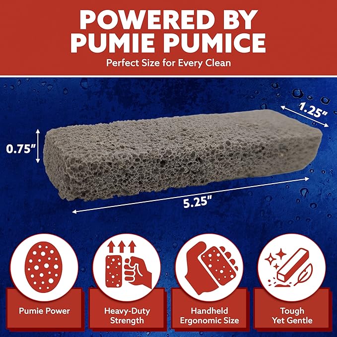 PUMIE Pumice Scouring Stick (1 Pack) - Extra Strong, Heavy Duty Pumice Cleaning Stone for Bathroom, Kitchen, Grill - Scouring Stick for Cleaning Pool, Rust, Stains & Hard Water Rings