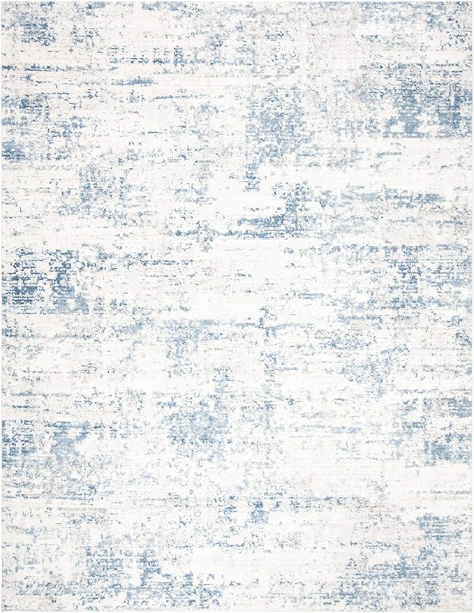 SAFAVIEH Amelia Collection Area Rug - 10' x 14', Ivory & Blue, Modern Abstract Design, Non-Shedding & Easy Care, Ideal for High Traffic Areas in Living Room, Bedroom (ALA700A)