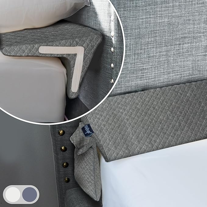 Bed Wedge Pillow for Headboard Gap Up to 7", Triangle Gap Filler for Bed, Mattress Wedge Gap Filler, Headboard Space Filler, Corner Pillow, Grey King 76"