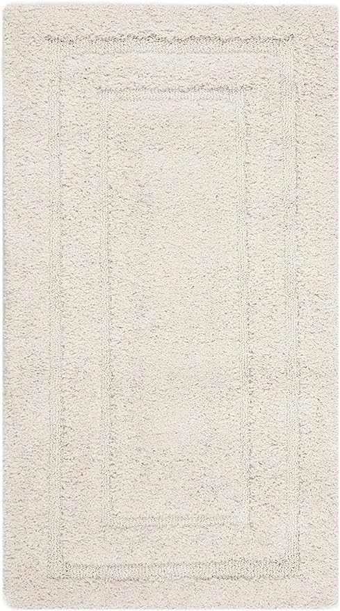SAFAVIEH Florida Shag Collection Area Rug - 2'3" x 5', Creme/Creme, Geometric Design, Plush 1.2 Inch Thick Ideal for High Traffic Areas in Living Room, Bedroom, Dining (SG454-1111)